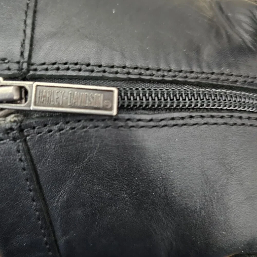 Harley Davidson Shelby Leather Buckle Zip Black Ankle Motorcycle Boots #83542